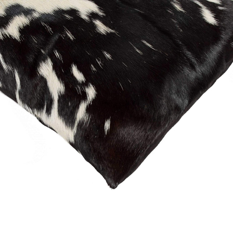 Pillows Black Throw Pillows - 12" x 20" x 5" Black & White Torino Kobe Cowhide - Pillow HomeRoots