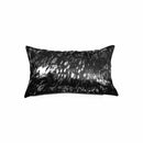 Pillows Black Throw Pillows - 12" x 20" x 5" Modern Silver And Black Torino Kobe Cowhide - Pillow HomeRoots