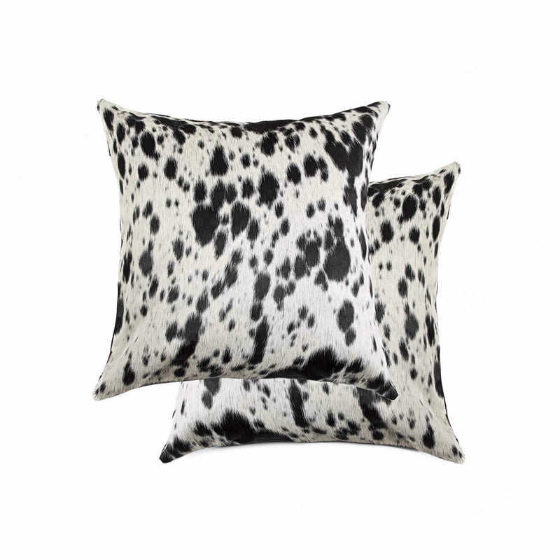 Pillows Black Throw Pillows - 16"X16" Salt And Pepper, Black And White, Cowhide - Pillow 2-Pack HomeRoots