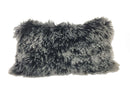 Pillows Black Throw Pillows - 17" Black Genuine Tibetan Lamb Fur Pillow with Micro suede Backing HomeRoots