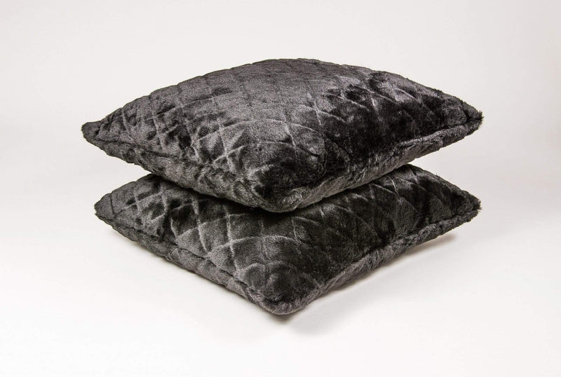 Pillows Black Throw Pillows - 18" x 18" x 5" - Black, Faux Fur - Pillow 2-Pack HomeRoots