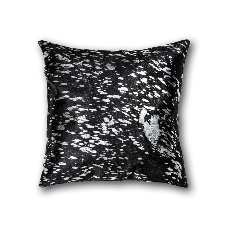 Pillows Black Throw Pillows - 18" x 18" x 5" Black & Gold Torino Kobe Cowhide - Pillow HomeRoots