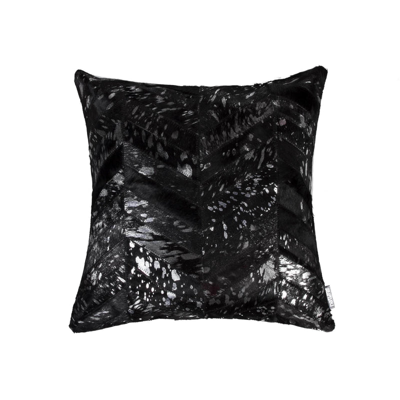 Pillows Black Throw Pillows - 18" x 18" x 5" Black & Silver - Pillow HomeRoots