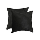 Pillows Black Throw Pillows - 18" x 18" x 5" Black Torino Cowhide - Pillow 2-Pack HomeRoots