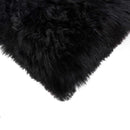 Pillows Black Throw Pillows - 18" x 18" x 5" Modern Black New Zealand Sheepskin - Pillow HomeRoots