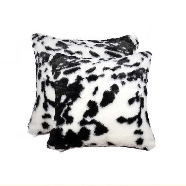 Pillows Black Throw Pillows - 18" x 18" x 5" Sugarland Black & White Faux - Pillow 2-Pack HomeRoots