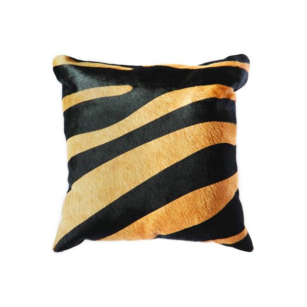 Pillows Black Throw Pillows - 18" x 18" x 5" Zebra And Tan Torino Kobe Cowhide - Pillow HomeRoots