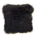 Pillows Black Throw Pillows - 20" Black Genuine Tibetan Lamb Fur Pillow with Micro suede Backing HomeRoots