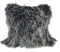 Pillows Black Throw Pillows - 20" Black White Genuine Tibetan Lamb Fur Pillow with Micro suede Backing HomeRoots