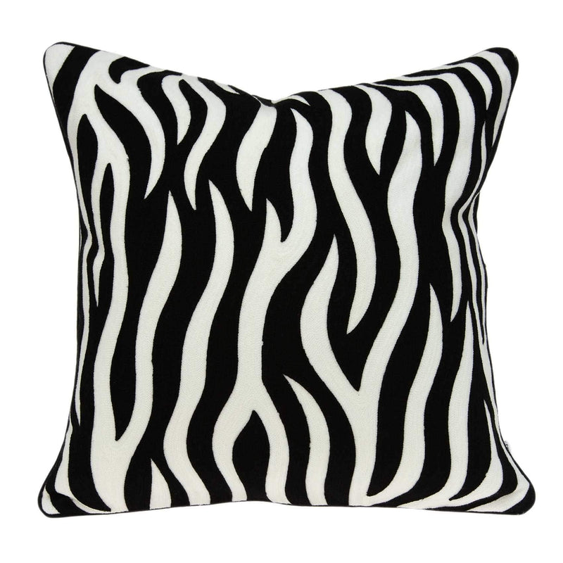 Pillows Black Throw Pillows - 20" x 7" x 20" Transitional Black and White Zebra Pillow Cover With Poly Insert HomeRoots