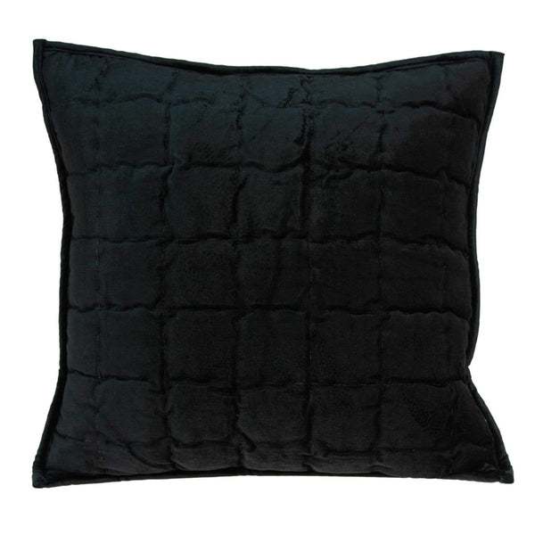 Pillows Black Throw Pillows - 20" x 7" x 20" Transitional Black Solid Quilted Pillow Cover With Poly Insert HomeRoots