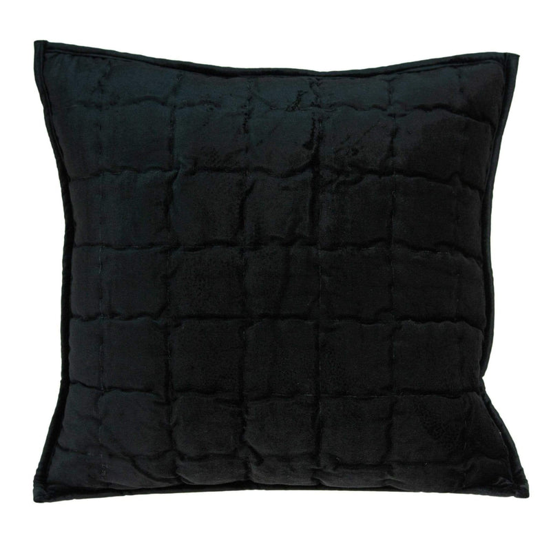 Pillows Black Throw Pillows - 20" x 7" x 20" Transitional Black Solid Quilted Pillow Cover With Poly Insert HomeRoots