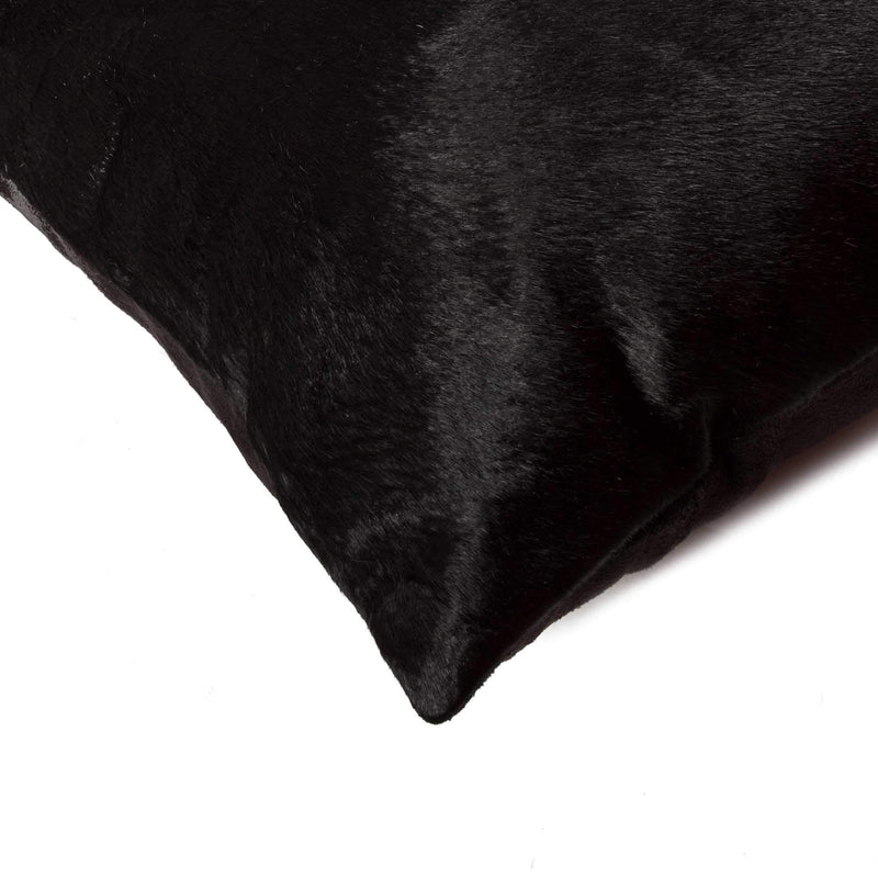 Pillows Black Throw Pillows - 22" x 22" x 5" Black Classic Large Cowhide - Pillow HomeRoots