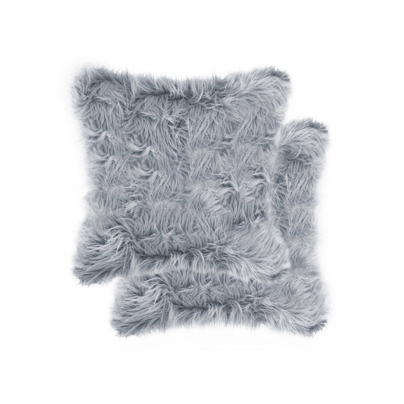 Pillows Body Pillow - 18" x 18" x 5" Grey, Faux Fur - Pillow 2-Pack HomeRoots