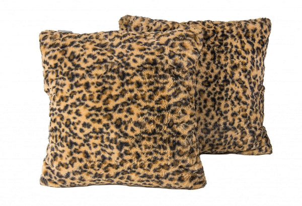 Pillows Body Pillow - 18" x 18" x 5" Soft Leopard, Faux Fur - Pillow 2-Pack HomeRoots