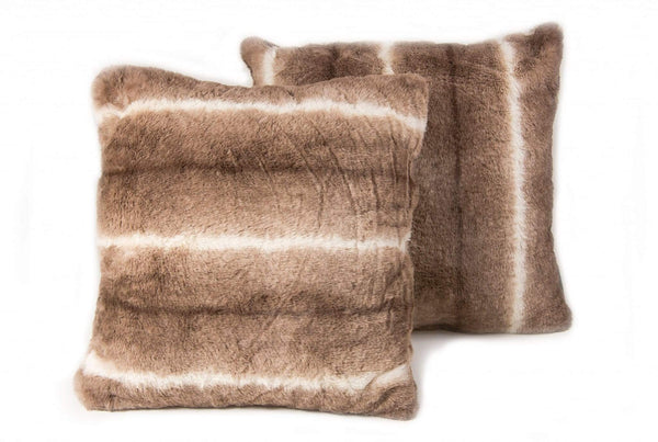 Pillows Body Pillow - 18" x 18" x 5" Taupe, Faux Fur - Pillow 2-Pack HomeRoots