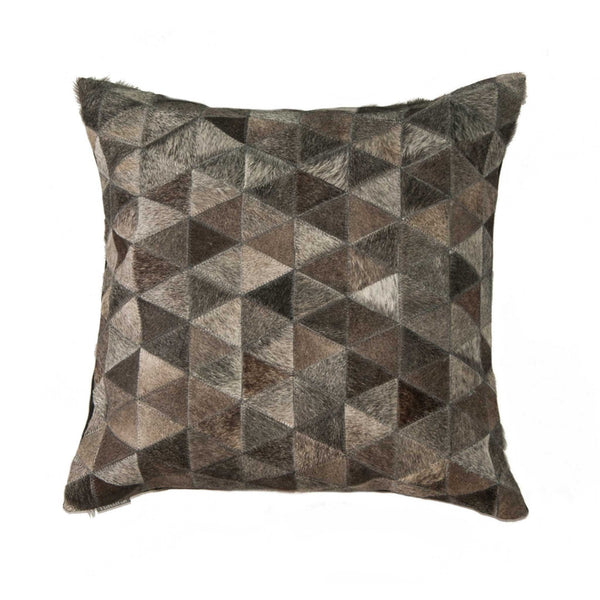 Pillows Body Pillow - 22" x 22" x 5" Grey, Large Mosaic, Cowhide - Pillow HomeRoots