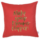 Pillows Body Pillow Covers - 18"x 18" Red Happy Square Quote Printed Decorative Throw Pillow Cover Pillowcase HomeRoots