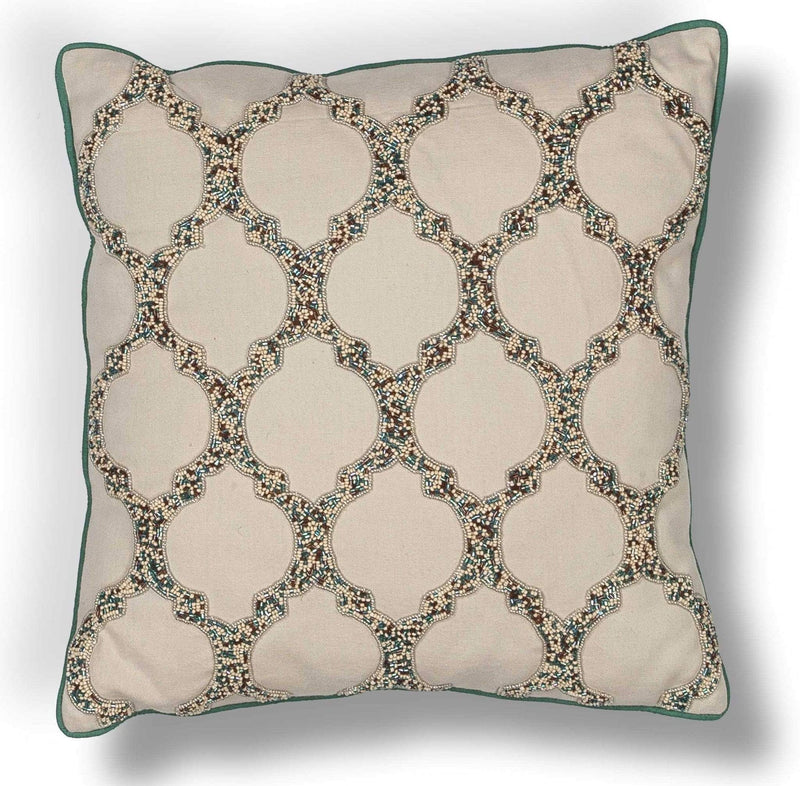 Pillows Chair Pillow - 18" x 18" Cotton Beige Pillow HomeRoots