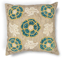 Pillows Chair Pillow - 18" x 18" Polyester Taupe-Teal Pillow HomeRoots