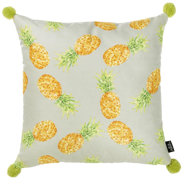 Pillows Cheap Throw Pillow Covers - 18"x 18" Tropical Pineapple Printed Decorative Throw Pillow Cover HomeRoots