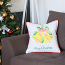 Pillows Cheap Throw Pillow Covers - 18"x18" Christmas Bells Printed Decorative Throw Pillow Cover HomeRoots