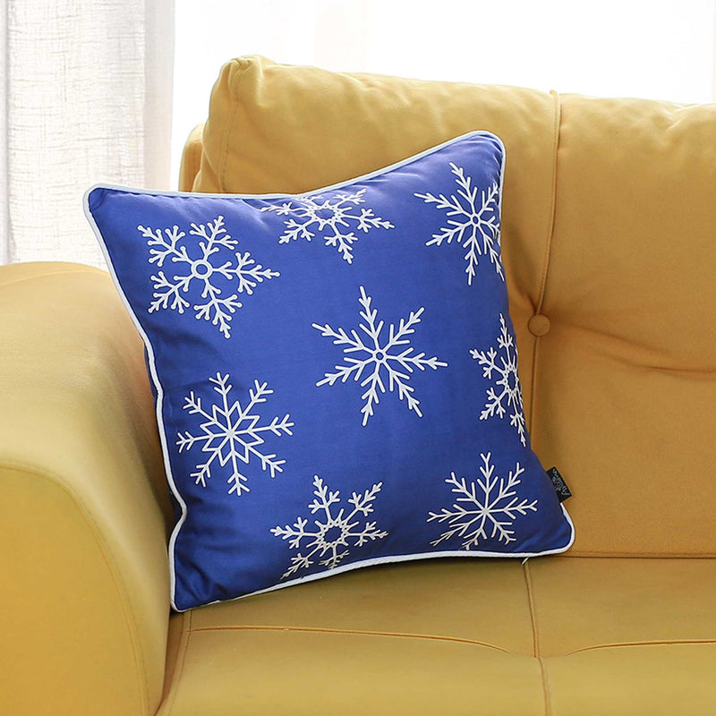 Pillows Cheap Throw Pillow Covers - 18"x18" Christmas Snow Flakes Printed Decorative Throw Pillow Cover HomeRoots