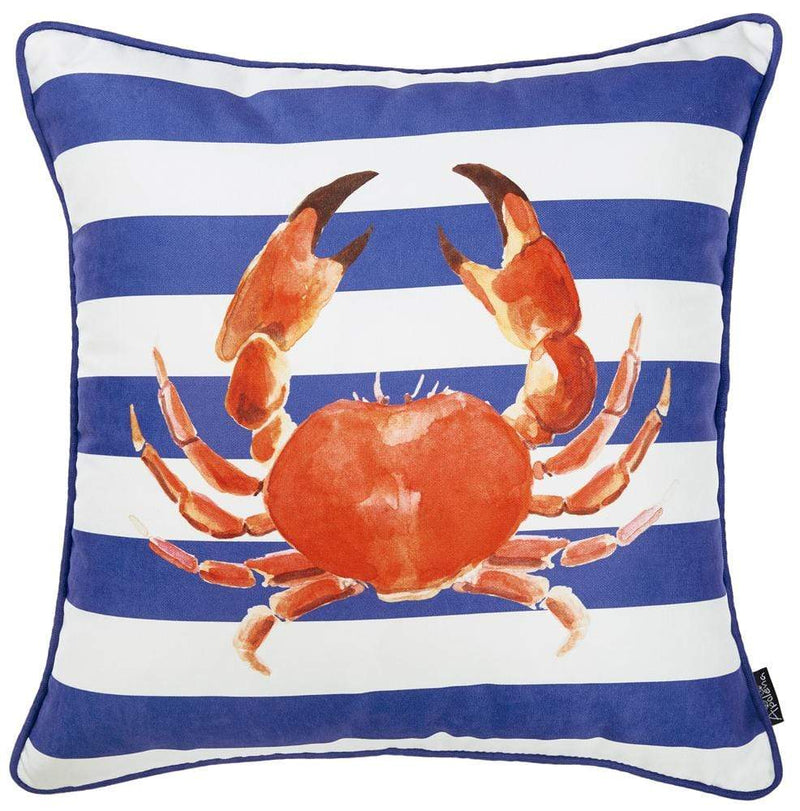 Pillows Christmas Pillow Covers - 18"x18" Nautica Crab Decorative Throw Pillow Cover Printed HomeRoots