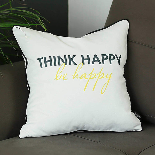 Pillows Christmas Pillow Covers - 18"x18" Scandi Think Happy Printed Decorative Throw Pillow Cover HomeRoots