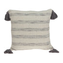 Pillows Couch Pillow Covers - 18" x 7" x 18" Beige Printed Striped Tassel Pillow Cover With Down Insert HomeRoots