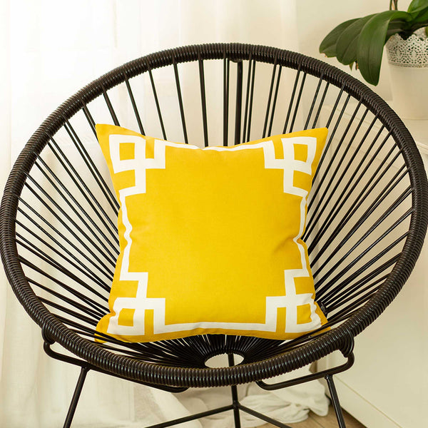 Pillows Couch Pillow Covers - 18"x18" Yellow and White Geometric Decorative Throw Pillow Cover HomeRoots