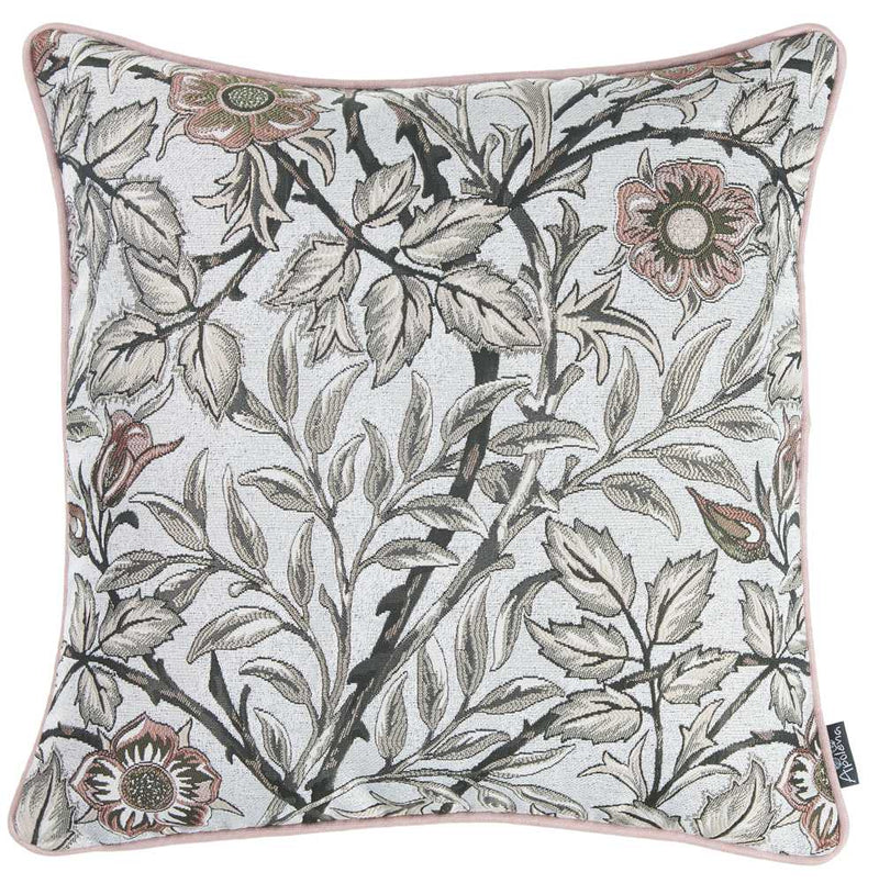 Pillows Decorative Pillow Covers - 17"x 17" Brown Jacquard Leaf Decorative Throw Pillow Cover HomeRoots