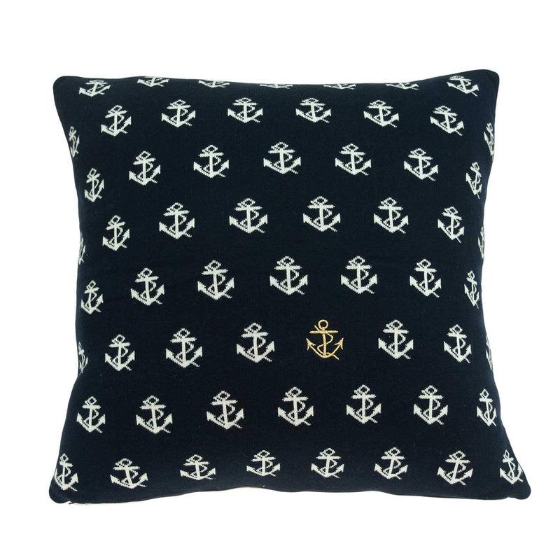 Pillows Decorative Pillow Covers - 20" x 7" x 20" Nautical Blue Pillow Cover With Poly Insert HomeRoots