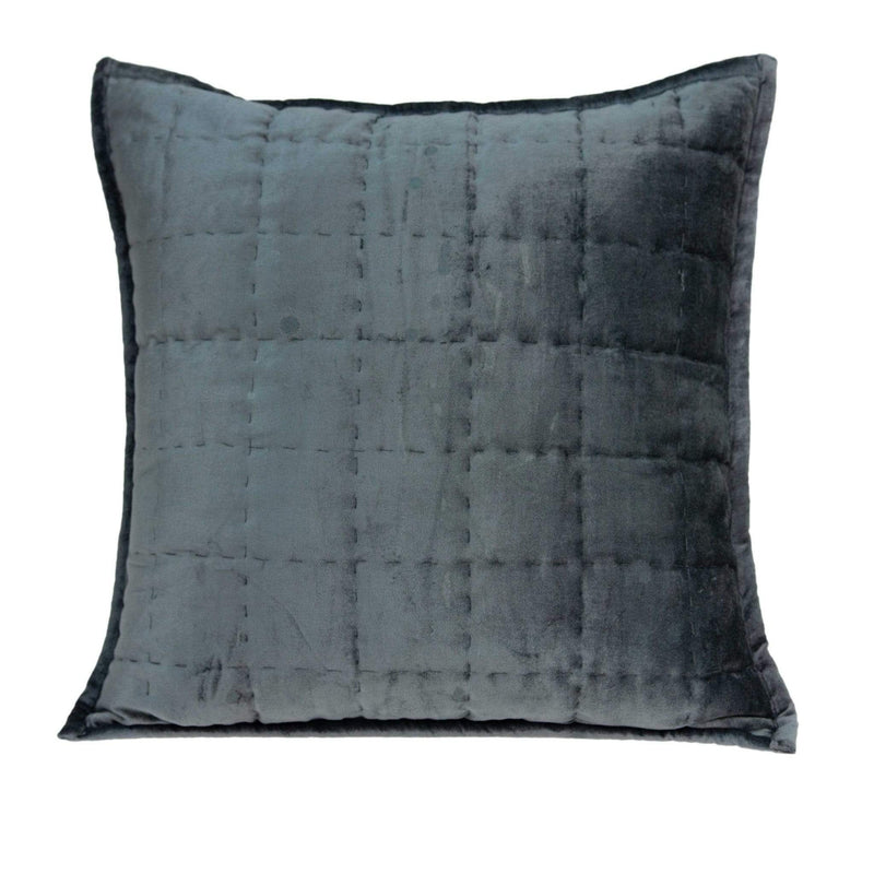 Pillows Decorative Pillow Covers - 20" x 7" x 20" Transitional Charcoal Solid Quilted Pillow Cover With Poly Insert HomeRoots