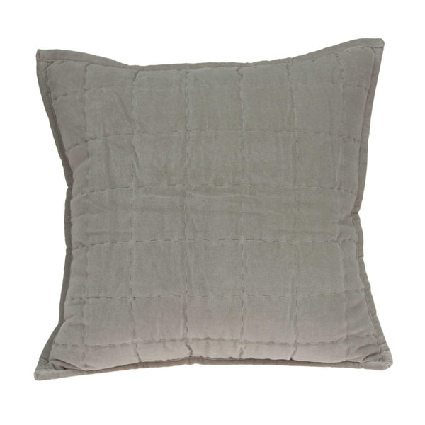 Pillows Decorative Pillow Covers - 20" x 7" x 20" Transitional Gray Solid Quilted Pillow Cover With Poly Insert HomeRoots