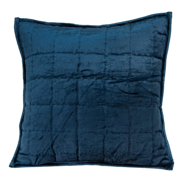 Pillows Decorative Pillow Covers - 20" x 7" x 20" Transitional Navy Blue Quilted Pillow Cover With Poly Insert HomeRoots