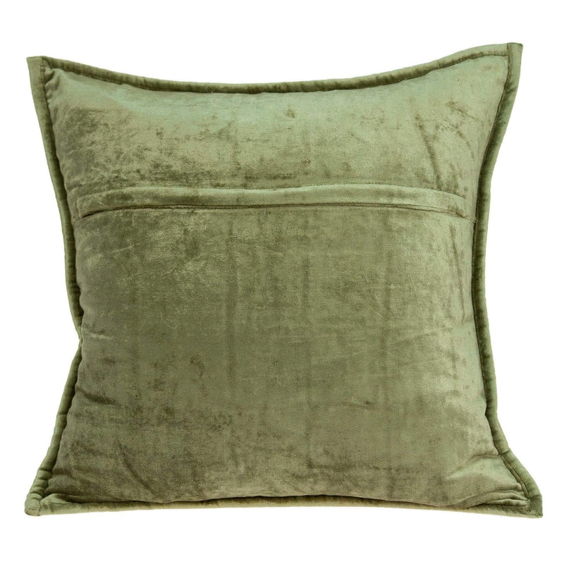 Pillows Decorative Pillow Covers - 20" x 7" x 20" Transitional Olive Solid Quilted Pillow Cover With Poly Insert HomeRoots