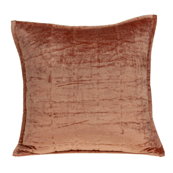 Pillows Decorative Pillow Covers - 20" x 7" x 20" Transitional Orange Solid Quilted Pillow Cover With Poly Insert HomeRoots