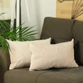 Pillows Decorative Pillow Covers - 21"x14" Light Beige Velvet Decorative Throw Pillow Cover (2 Pcs in set) HomeRoots