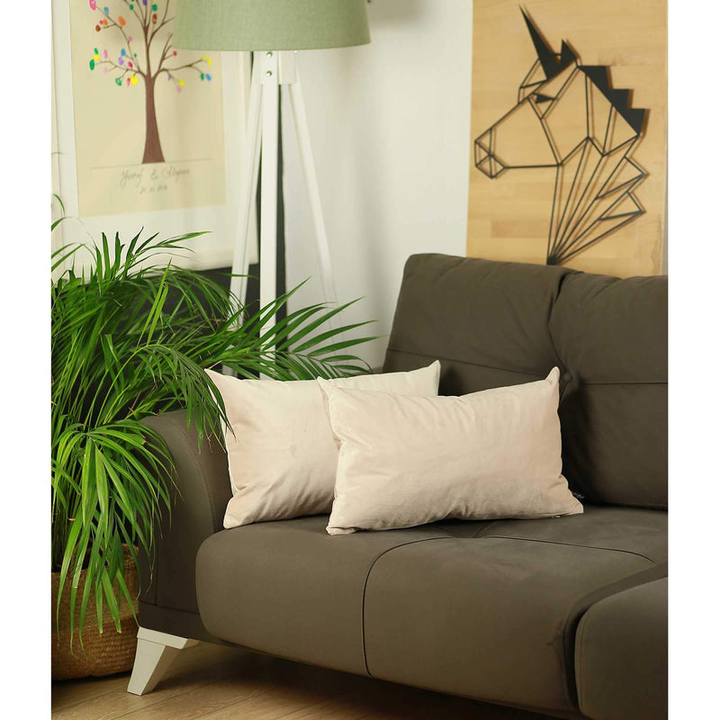 Pillows Decorative Pillow Covers - 21"x14" Light Beige Velvet Decorative Throw Pillow Cover (2 Pcs in set) HomeRoots