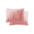 Pillows Decorative Pillows - 12" x 20" x 5" Dusty Rose Faux Sheepskin - Pillow 2-Pack HomeRoots