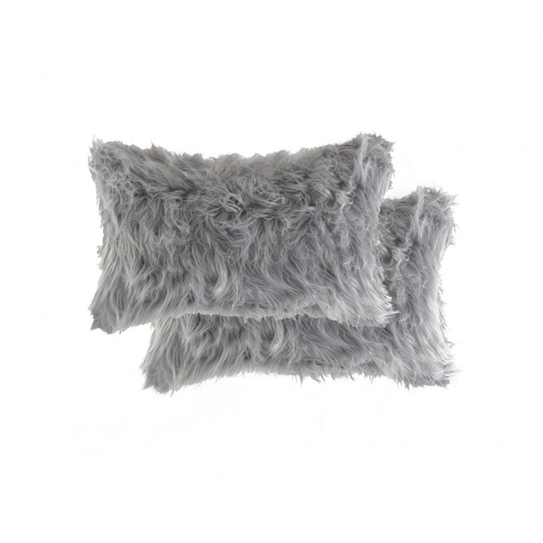 Pillows Decorative Pillows - 12" x 20" x 5" Gray, Faux - Pillow 2-Pack HomeRoots