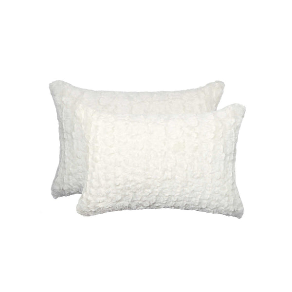 Pillows Decorative Pillows - 12" x 20" x 5" Ivory Mink, Faux - Pillow 2-Pack HomeRoots