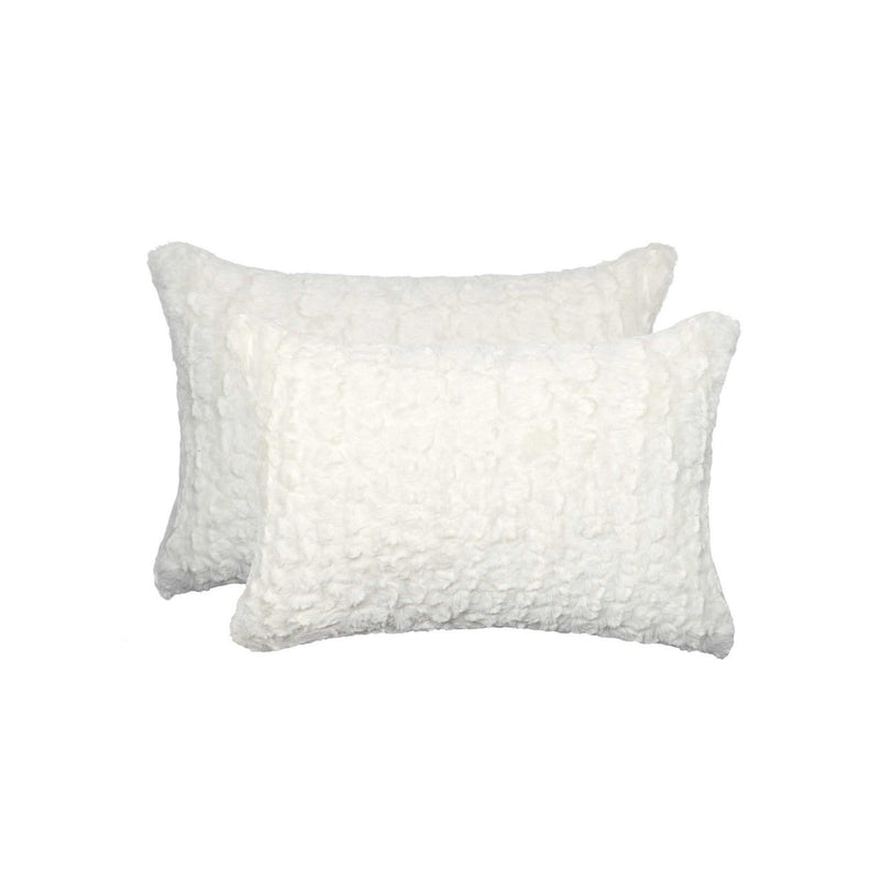 Pillows Decorative Pillows - 12" x 20" x 5" Ivory Mink, Faux - Pillow 2-Pack HomeRoots