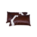 Pillows Decorative Pillows - 12" x 20" x 5" Salt And Pepper, Chocolate And White, Cowhide - Pillow 2-Pack HomeRoots