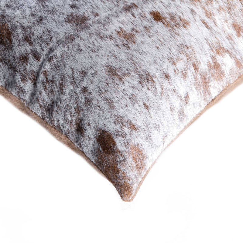 Pillows Decorative Pillows - 12" x 20" x 5" Salt And Pepper White And Brown, Cowhide - Pillow 2-Pack HomeRoots