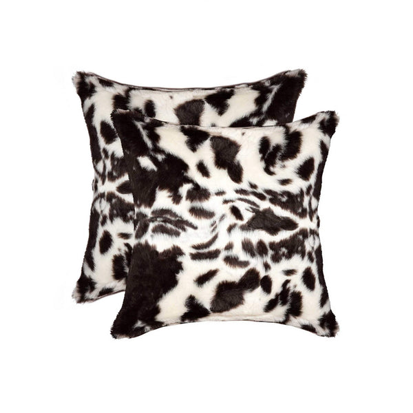 Pillows Decorative Pillows - 18" x 18" x 5" Brownsville Chocolate & White Faux - Pillow 2-Pack HomeRoots