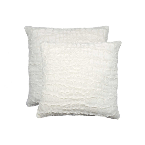 Pillows Decorative Pillows - 18" x 18" x 5" Ivory Mink, Faux - Pillow 2-Pack HomeRoots