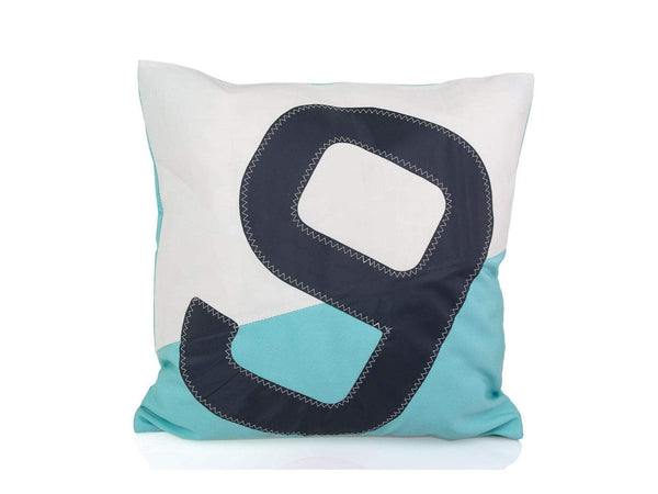 Pillows Down Pillows - 19.29" X 19.29" X 6.30" Blue Seaweed Recycled Sailcloth Pillow Grey 9 HomeRoots
