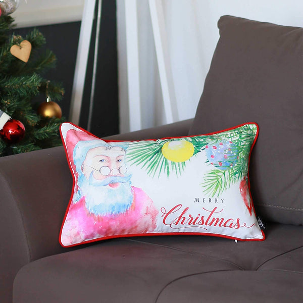 Pillows Fall Pillow Covers - 20"x12" Christmas Santa Printed Decorative Throw Pillow Cover HomeRoots